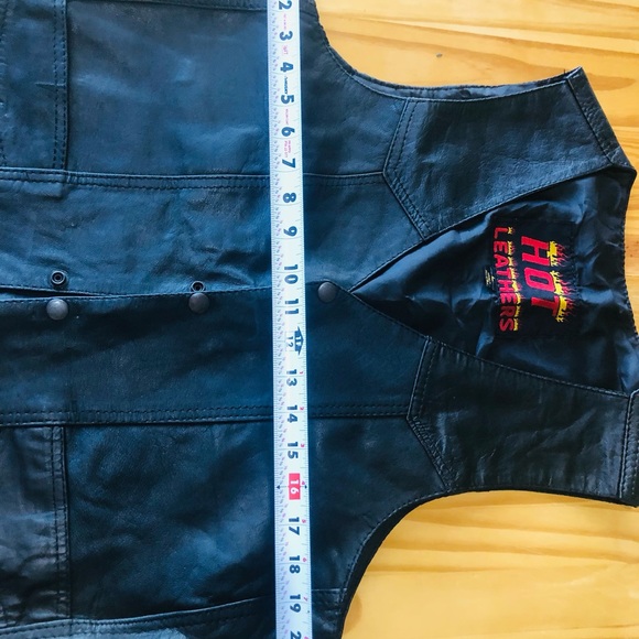 HOT LEATHERS Motorcycle Vest Men's L Leather Black Biker Snap VTG And a Tshirt M - Picture 16 of 16